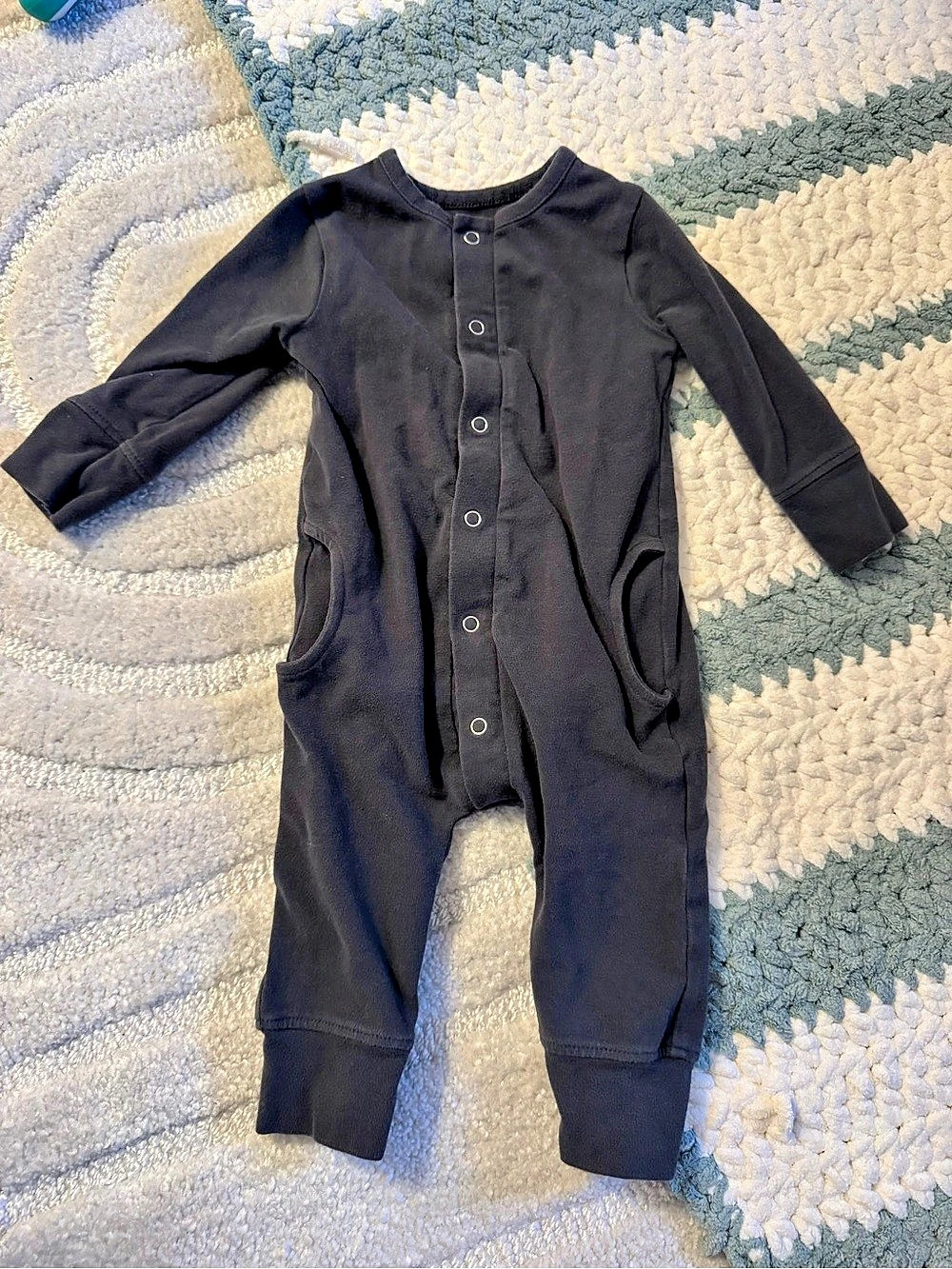 Pehr Navy Snap-Front Footie Size 0-3M